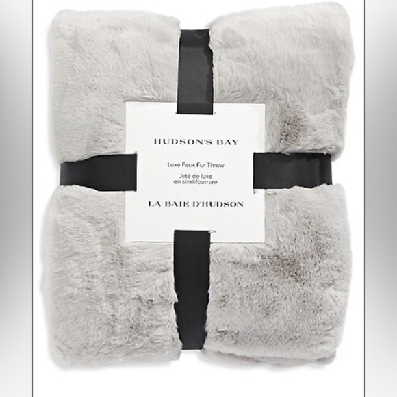 hudson’s bay Bedding Hudsons Bay Grey Luxe Faux Fur Throw Poshmark